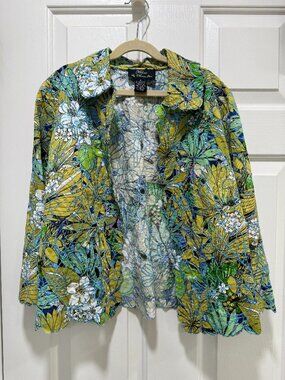 Trenz by Theresa Rene Vintage Cutwork Womens Jacket S Floral Embroidered Cotton